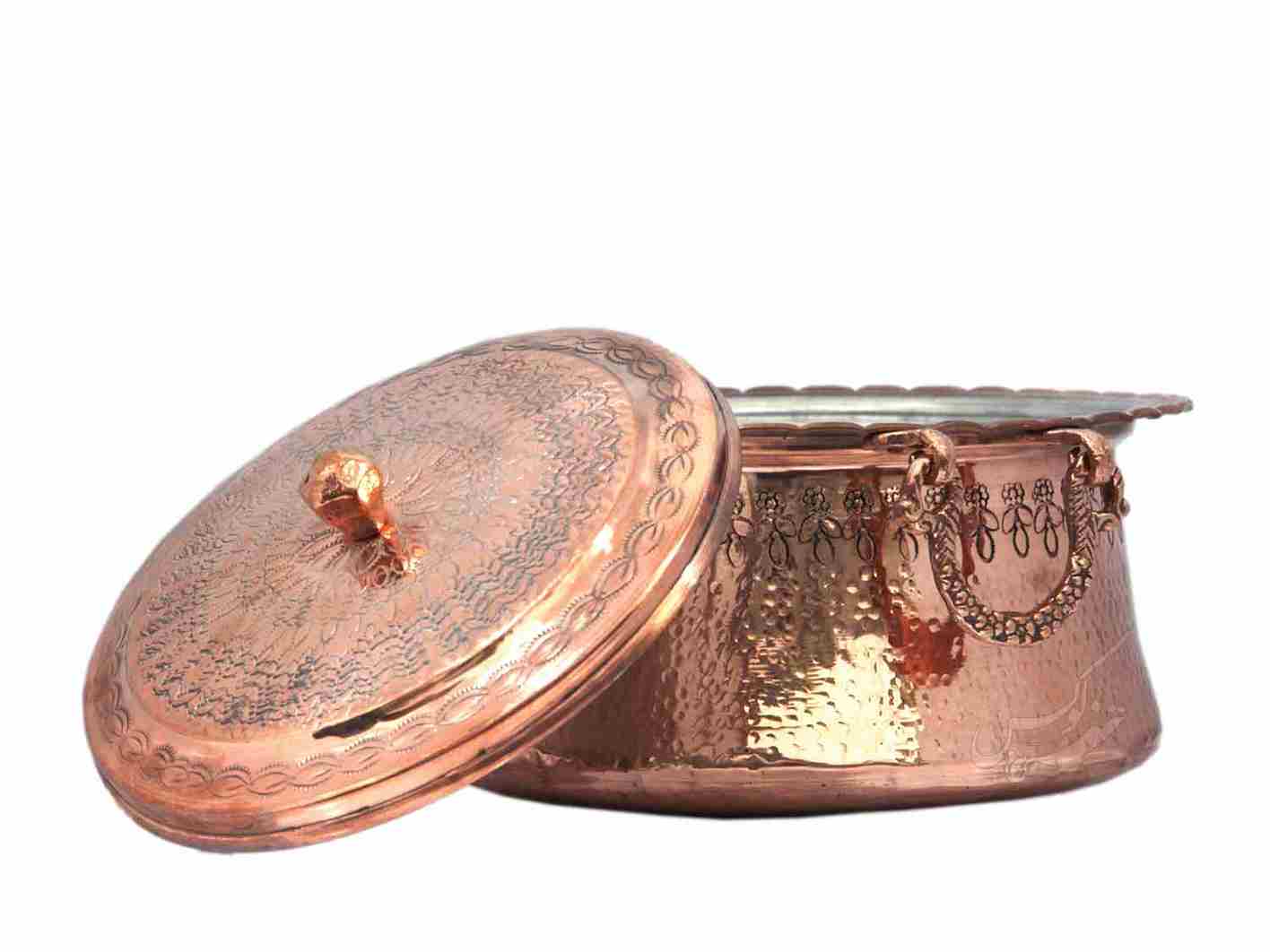 تصویر 2 از قابلمه مسی قلم زنی با هنر اصیل ایرانی و کیفیت ممتاز